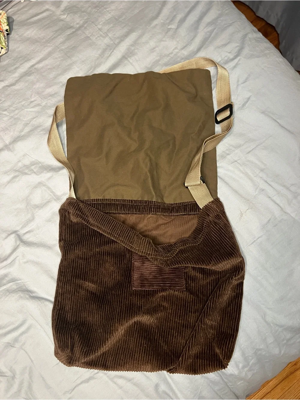 Corduroy Dragon Messenger Bag - Brown